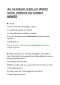 LIFE&colon; THE SCIENCE OF BIOLOGY UPDATED&NewLine;ACTUAL QUESTIONS AND CORRECT&NewLine;ANSWERS