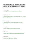 LIFE&colon; THE SCIENCE OF BIOLOGY EXAM PREP&NewLine;QUESTIONS AND ANSWERS FULLY VERIFIED&NewLine;