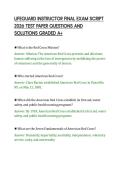 LIFEGUARD INSTRUCTOR FINAL EXAM SCRIPT&NewLine;2026 TEST PAPER QUESTIONS AND&NewLine;SOLUTIONS GRADED A&plus;