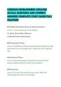 LIFESPAN DEVELOPMENT UPDATED&NewLine;ACTUAL QUESTIONS AND CORRECT&NewLine;ANSWERS COMPLETE STUDY GUIDE FULL&NewLine;SOLUTION
