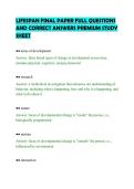LIFESPAN FINAL PAPER FULL QUESTIONS&NewLine;AND CORRECT ANSWERS PREMIUM STUDY&NewLine;SHEET&NewLine;