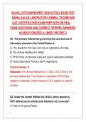 AALAS LAT EXAM NEWEST 2026 ACTUAL EXAM TEST&NewLine;BANK&vert; AALAS LABORATORY ANIMAL TECHNICIAN&NewLine;&lpar;LAT&rpar; CERTIFICATION EXAM PREP WITH 550 REAL&NewLine;EXAM QUESTIONS AND CORRECT VERIFIED ANSWERS&sol;&NewLine;ALREADY GRADED A&plus; &lpar;MOST RECENT&excl;&excl;&rpar;