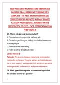 ASAP PACE CERTIFICATION EXAM NEWEST 2026&NewLine;PACKAGE DEAL&vert; DIFFERENT VERSIONS WITH&NewLine;COMPLETE 1100 REAL EXAM QUESTIONS AND&NewLine;CORRECT VERIFIED ANSWERS&sol; ALREADY GRADED&NewLine;A&plus;&vert; ASAP PROFESSIONAL ADMINISTRATIVE&NewLine;CERTIFICATION OF EXCELLENCE CERTIFICATION EXAM&NewLine;PREP &lpar;M