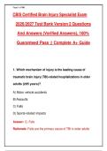 CBIS Certified Brain Injury Specialist Exam&NewLine;2026&sol;2027 Test Bank Version 2 Questions&NewLine;And Answers &lpar;Verified Answers&rpar;&comma; 100&percnt;&NewLine;Guaranteed Pass &vert;&vert; Complete A&plus; Guide