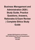 Business Management and Administration 2026 &vert; Study Guide&comma; Practice Questions&comma; Answers&comma; Rationales & Exam Review