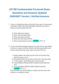 ATI RN Fundamentals Proctored Exam &NewLine;Questions and Answers Updated &NewLine;2026&sol;2027 Version &vert; Verified Answers 