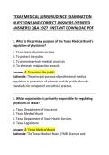 Texas Medical Jurisprudence Examination Questions and Correct Answers