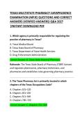 Texas Multistate Pharmacy Jurisprudence Examination &lpar;MPJE&rpar; Questions and Correct Answer