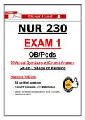 NUR 230 Exam 1 &ndash; Galen OB&sol;Peds &lpar;Latest 2026 &sol; 2027&rpar; Actual Questions & Correct Answers with Rationales &lpar;Updated PDF&rpar;