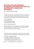 WGU D251 COST AND MANAGERIAL ACCOUNTING STUDY GUIDE FINAL EXAM  100 QUESTIONS WITH  ANSWER AND EXPLANATION&comma;100&percnt;CORRECT