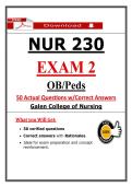 NUR 230 Exam 2 &ndash; Galen OB&sol;Peds &lpar;Latest 2026 &sol; 2027&rpar; Actual Questions & Correct Answers with Rationales &lpar;Updated PDF&rpar;
