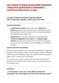 ACE GROUP FITNESS EXAM PREP 2026&sol;2027 &vert; PRACTICE QUESTIONS & ANSWERS &vert; CERTIFICATION STUDY GUIDE
