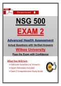 Pass Wilkes NSG 500 Exam 2 &ndash; Advanced Health Assessment &lpar;2026&rpar; Actual Questions&comma; Verified Answers &vert; &lpar;2 Exams &plus; Study Guide&rpar;