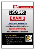 Wilkes NSG 550 Exam 3 Diagnostic Reasoning &lpar;2026&rpar; Actual Questions&comma; Verified Answers with Study Guide &vert; Guarantee Pass