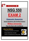 Pass NSG 550 Exam 2 &ndash; Wilkes Diagnostic Reasoning &lpar;2026&rpar; Actual Questions&comma; Verified Answers with Study Guide &vert; Take & Pass
