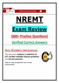 NREMT Exam Review &lpar;2026&sol;2027&rpar; &ndash; 617 Practice Questions&comma; Verified Answers & Rationales for EMT Certification &lpar;Updated PDF&rpar;