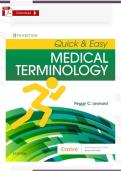 Test Bank &ndash; Quick & Easy Medical Terminology 9th Ed&period; &lpar;Leonard&rpar; &vert; Verified PDF &vert; 15 Chapters Complete
