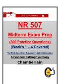 NR 507 Midterm Exam Prep&comma; 300 Practice Questions&comma; Advanced Pathophysiology&comma; Chamberlain Weeks 1-4&comma; Answers & Rationales PDF File