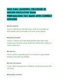 WGU D389 LEARNING STRATEGIES IN&NewLine;HIGHER EDUCATION EXAM&NewLine;PREPARATION TEST BANK WITH CORRECT&NewLine;ANSWERS