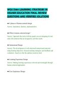 WGU D389 LEARNING STRATEGIES IN&NewLine;HIGHER EDUCATION FINAL REVIEW&NewLine;QUESTIONS AND VERIFIED SOLUTIONS