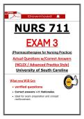 NURS 711 Exam 3 &ndash; Pharmacotherapies &lpar;2026&rpar; Actual Questions & Verified Answers &vert; University of South Carolina &vert; Guarantee Pass