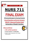 NURS 711 Final Exam &ndash; Pharmacotherapies &lpar;2026&rpar; Actual Questions & Verified Answers &vert; University of South Carolina &vert; Guarantee Pass