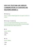 WGU D413 TELECOMM AND WIRELESS&NewLine;COMMUNICATIONS OA QUESTIONS AND&NewLine;SOLUTIONS GRADED A&plus;&NewLine;