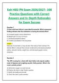 HESI PN Exit Exam 2026&sol;2027 &vert; 300 Practice Questions & Answers with Detailed Rationales