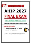 2027 AHIP Final Exam &ndash; Medicare Certification &ndash; Actual Questions & Answers with Rationales &lpar;AHIP&rpar; Guarantee Pass &lpar;Updated PDF&rpar;