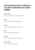 WGU D425 INTRODUCTION TO CHEMISTRY PA&NewLine;107 COMPLETE ASSESSMENT WITH CORRECT&NewLine;ANSWERS