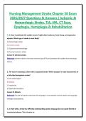 Nursing Management Stroke Chapter 58 Exam 2026&sol;2027 Questions & Answers &vert; Ischemic & Hemorrhagic Stroke&comma; TIA&comma; tPA&comma; CT Scan&comma; Dysphagia&comma; Hemiplegia & Rehabilitation