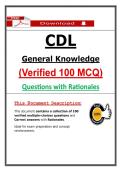 CDL General Knowledge Test &lpar;Latest 2026&sol;2027 Update&rpar; Actual Questions & Correct Answers with Rationales &lpar;Updated PDF&rpar;