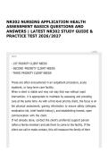 NR302 NURSING APPLICATION HEALTH ASSESSMENT BASICS QUESTIONS AND ANSWERS &vert; LATEST NR302 STUDY GUIDE & PRACTICE TEST 2026&sol;2027
