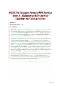 MCAT The Princeton Review AAMC Practice&NewLine;Exam 1 - Biological and Biochemical&NewLine;Foundations of Living Systems