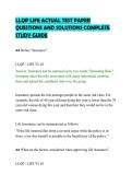 LLQP LIFE ACTUAL TEST PAPER&NewLine;QUESTIONS AND SOLUTIONS COMPLETE&NewLine;STUDY GUIDE&NewLine;