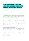 LLQP LIFE INSURANCE UPDATED&NewLine;COMPLETE QUESTIONS AND ANSWERS&NewLine;VERIFIED PREPARATION RESOURCE&NewLine;