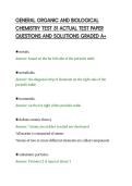GENERAL ORGANIC AND BIOLOGICAL&NewLine;CHEMISTRY TEST 51 ACTUAL TEST PAPER&NewLine;QUESTIONS AND SOLUTIONS GRADED A&plus;&NewLine;