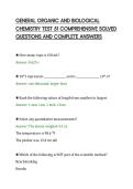 GENERAL ORGANIC AND BIOLOGICAL&NewLine;CHEMISTRY TEST 51 COMPREHENSIVE SOLVED&NewLine;QUESTIONS AND COMPLETE ANSWERS&NewLine;