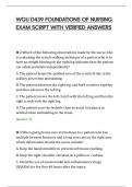 WGU D439 FOUNDATIONS OF NURSING&NewLine;EXAM SCRIPT WITH VERIFIED ANSWERS