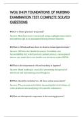WGU D439 FOUNDATIONS OF NURSING&NewLine;EXAMINATION TEST COMPLETE SOLVED&NewLine;QUESTIONS