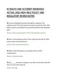 NJ HEALTH AND ACCIDENT INSURANCE&NewLine;ACTUAL 2026 HIGH-YIELD POLICY AND&NewLine;REGULATORY REVIEW NOTES&NewLine;