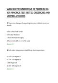 WGU D439 FOUNDATIONS OF NURSING OA&NewLine;109 PRACTICE TEST TESTED QUESTIONS AND&NewLine;VERIFIED ANSWERS
