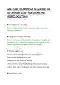 WGU D439 FOUNDATIONS OF NURSING OA&NewLine;109 UPDATED SCRIPT QUESTIONS AND&NewLine;VERIFIED SOLUTIONS