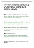 WGU D439 FOUNDATIONS OF NURSING&NewLine;UPDATED ACTUAL QUESTIONS AND&NewLine;CORRECT ANSWERS