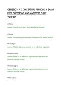 GENETICS&colon; A CONCEPTUAL APPROACH EXAM&NewLine;PREP QUESTIONS AND ANSWERS FULLY&NewLine;VERIFIED&NewLine;