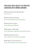 WGU D446 ADULT HEALTH 2 OA PRACTICE&NewLine;QUESTIONS WITH VERIFIED ANSWERS
