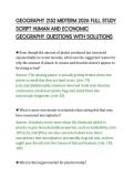 GEOGRAPHY 2152 MIDTERM 2026 FULL STUDY&NewLine;SCRIPT HUMAN AND ECONOMIC&NewLine;GEOGRAPHY QUESTIONS WITH SOLUTIONS&NewLine;