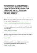 NJ PERMIT TEST EXAM SCRIPT 2026&NewLine;COMPREHENSIVE ROAD KNOWLEDGE&NewLine;QUESTIONS AND SOLUTIONS 100&NewLine;PERCENT CORRECT&NewLine;