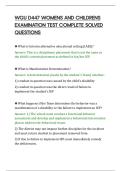WGU D447 WOMENS AND CHILDRENS&NewLine;EXAMINATION TEST COMPLETE SOLVED&NewLine;QUESTIONS
