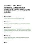 NJ PROPERTY AND CASUALTY&NewLine;REGULATORY EXAMINATION 2026&NewLine;COMPLETE FINAL PAPER QUESTIONS AND&NewLine;ANSWERS&NewLine;